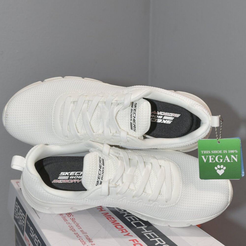 BOBS from Skechers Women’s White Knit Lace-Up Sneakers - Picture 2 of 7